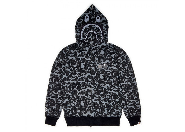 BAPE x Dover Street Market Special Camo Shark Full Zip Hoodie Black