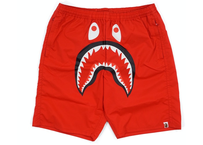 BAPE Solid Shark Beach Shorts Red